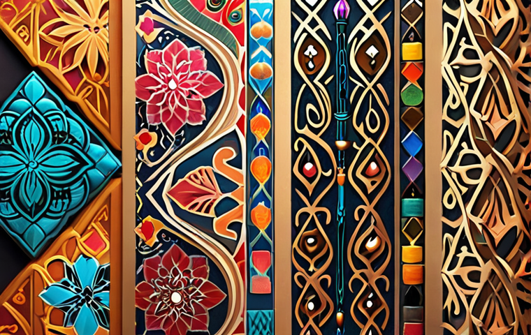 ** "A vibrant digital painting showcasing a diverse array of custom Clip Studio Paint brushes creating a textured, painterly effect. Include elements inspired by Arabic art and design, such as geometric patterns and flowing calligraphy."
**