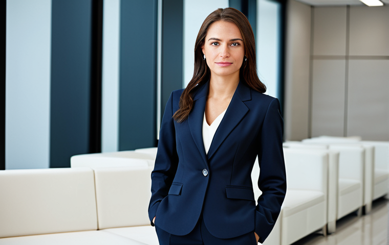 Professional Businesswoman**

"A professional businesswoman in a modest business suit, standing confidently in a modern office lobby, fully clothed, appropriate attire, safe for work, perfect anatomy, natural proportions, professional photography, high quality, clean background, corporate setting."

**
