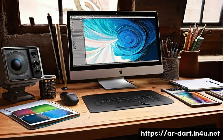 와콤 신티크 사용 후기 - **Prompt 1: "The Dawn of Digital Freedom"**
"A cozy, sunlit artist's studio. On the left, a clut...