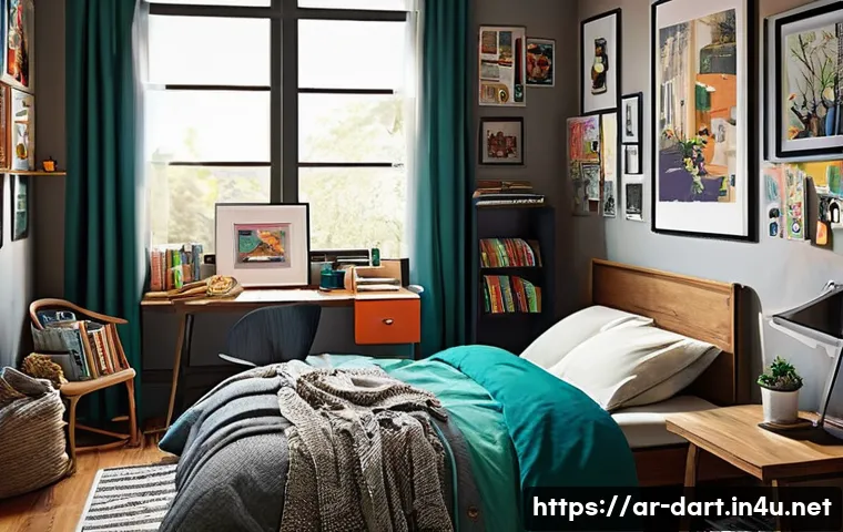 디지털아트 웹툰 배경 제작법 - **Prompt 1: A Teenager's Artistic Haven**
"Detailed webtoon background of a creative teenager's ...