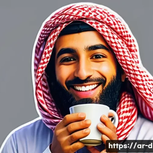 디지털아트 트위치 이모티콘 제작 - A vibrant, cartoon-style Twitch emoji featuring a joyful young Arab streamer wearing a traditional k...